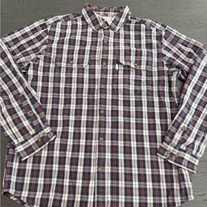 Carhartt Red and Blue Plaid Casual Shirt size Large relaxed fit